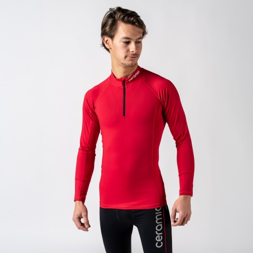 Langarm-T-Shirt mit halbem Reißverschluss für Herren