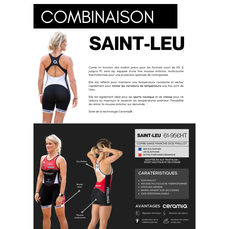 Combi TRI dos maillot | Ceramiq® premium personnalisée