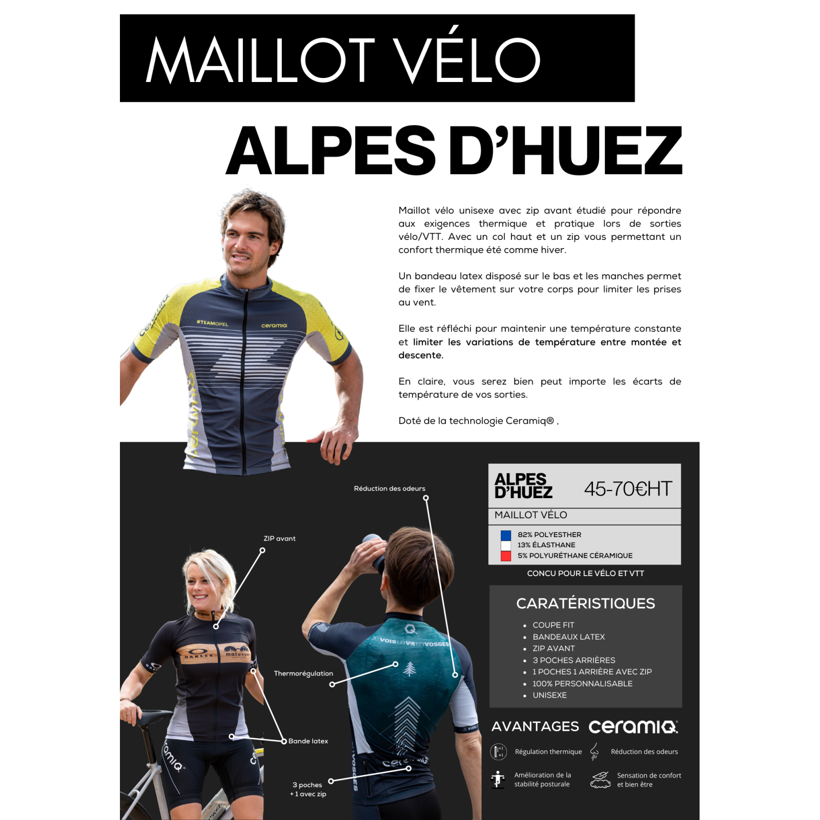 Maillot vélo personnalisé | Ceramiq® premium thermorégulant