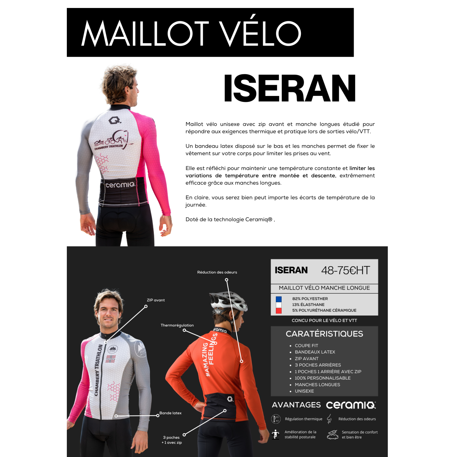 Premium Langarm-Radtrikot für Vereine | Ceramiq® thermoregulierend