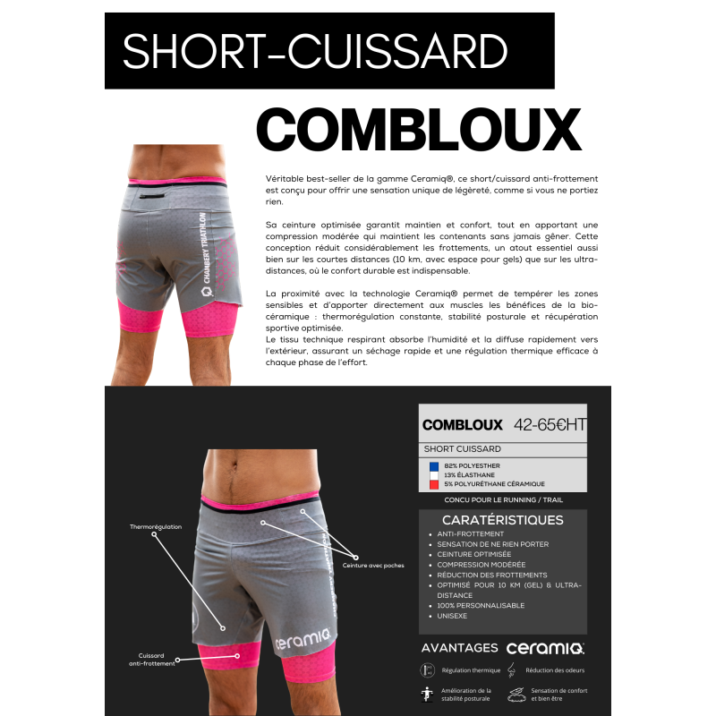 Short cuissard running clubs | Ceramiq® premium thermorégulant