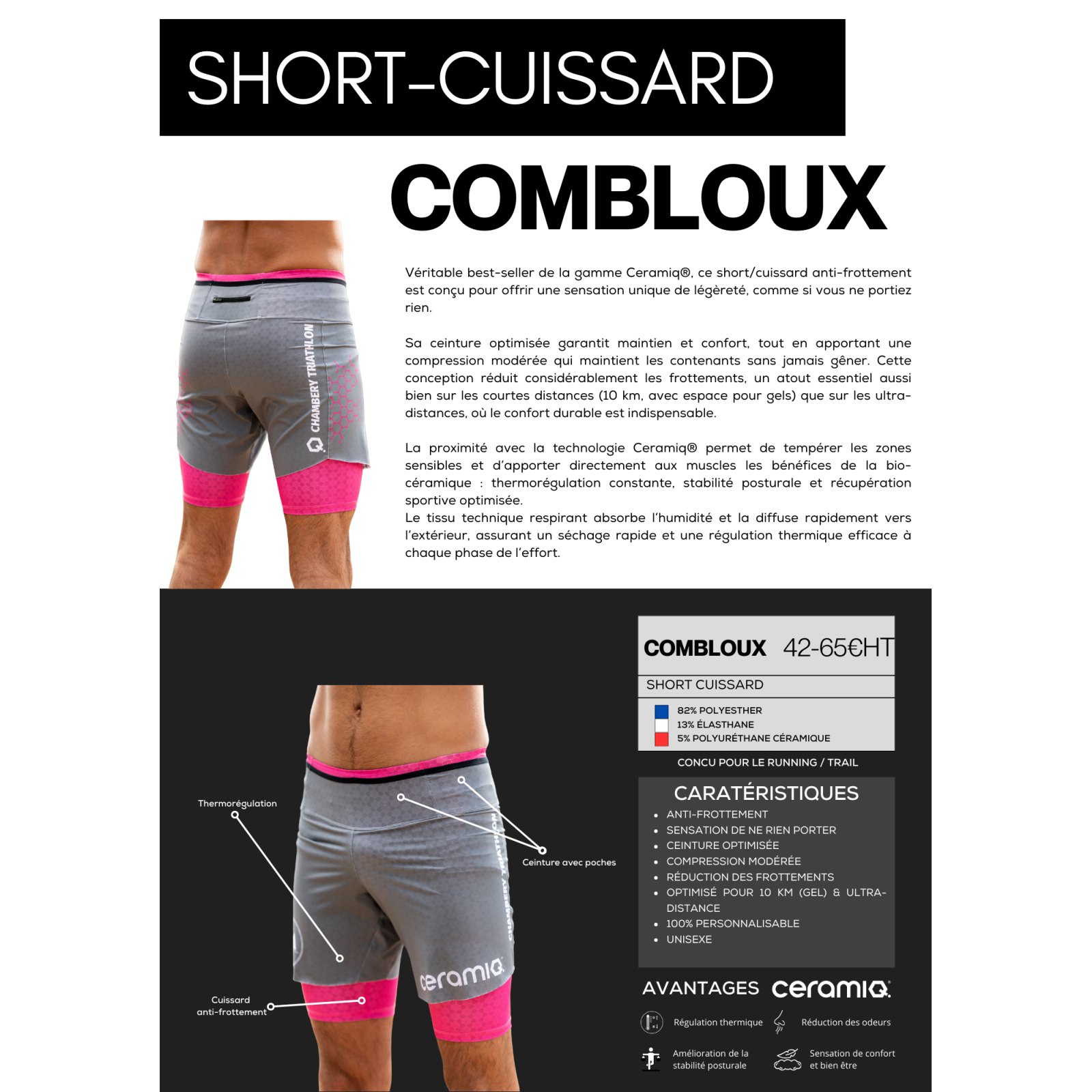 Running shorts for clubs | Ceramiq® premium thermoregulating
