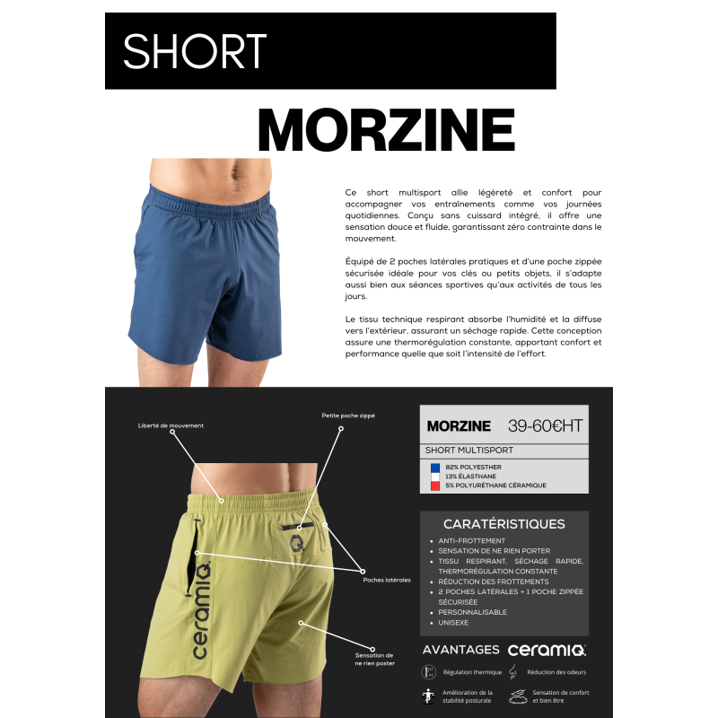 Short multisport personnalisée clubs | Ceramiq® premium thermorégulant