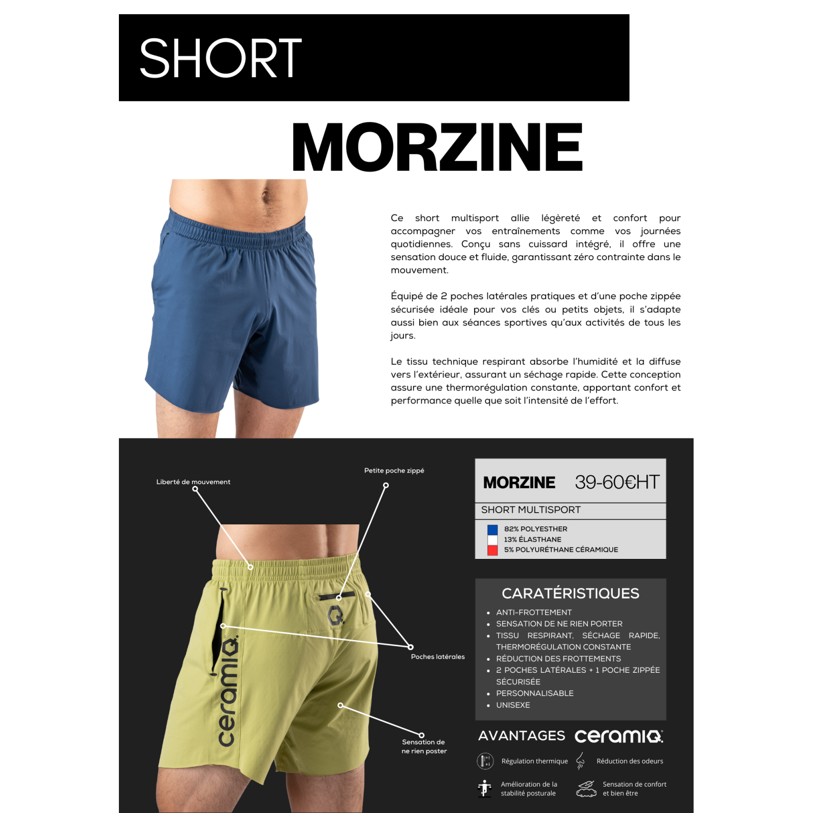 Personalisierte Multisport-Shorts für Vereine | Ceramiq® Premium Thermoregulierend