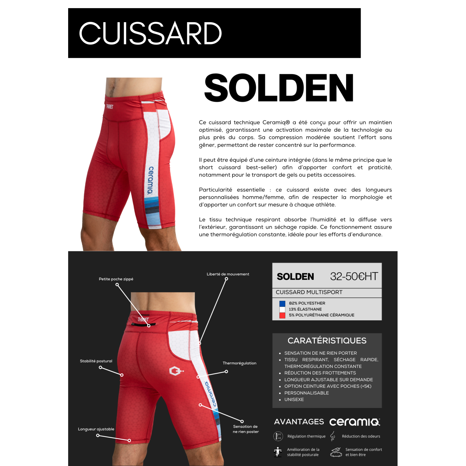 Sports shorts clubs | Ceramiq® premium thermoregulating