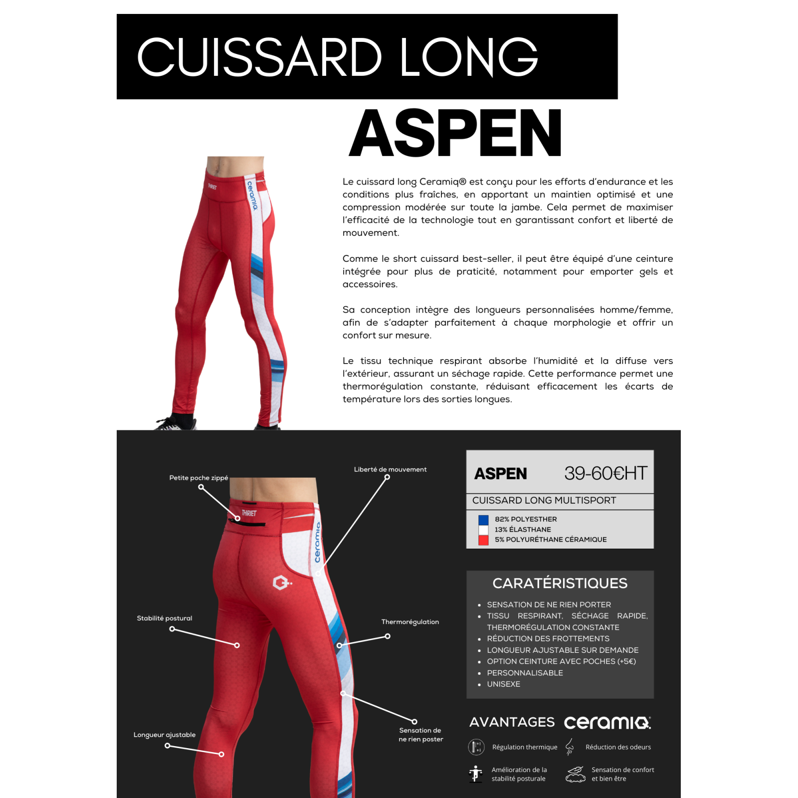 Long bib shorts sports clubs | Ceramiq® premium thermoregulating