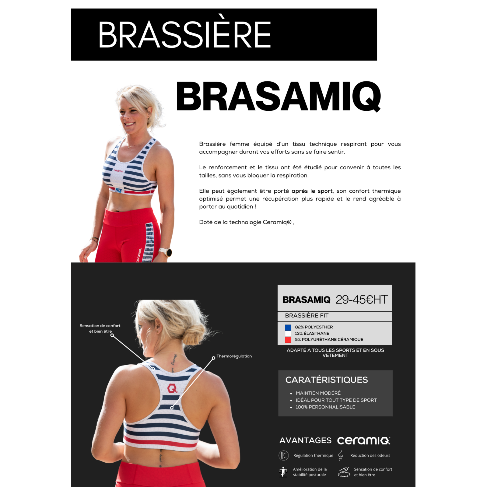 Brassière sport personnalisée | Ceramiq® thermorégulant
