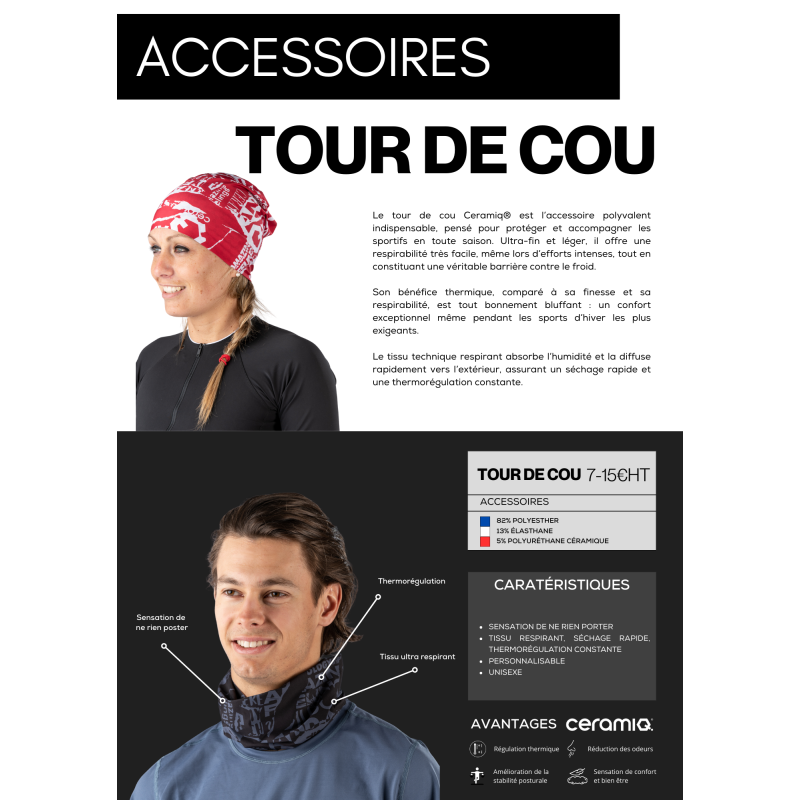 Tour de cou sport hiver | Ceramiq® premium thermorégulant